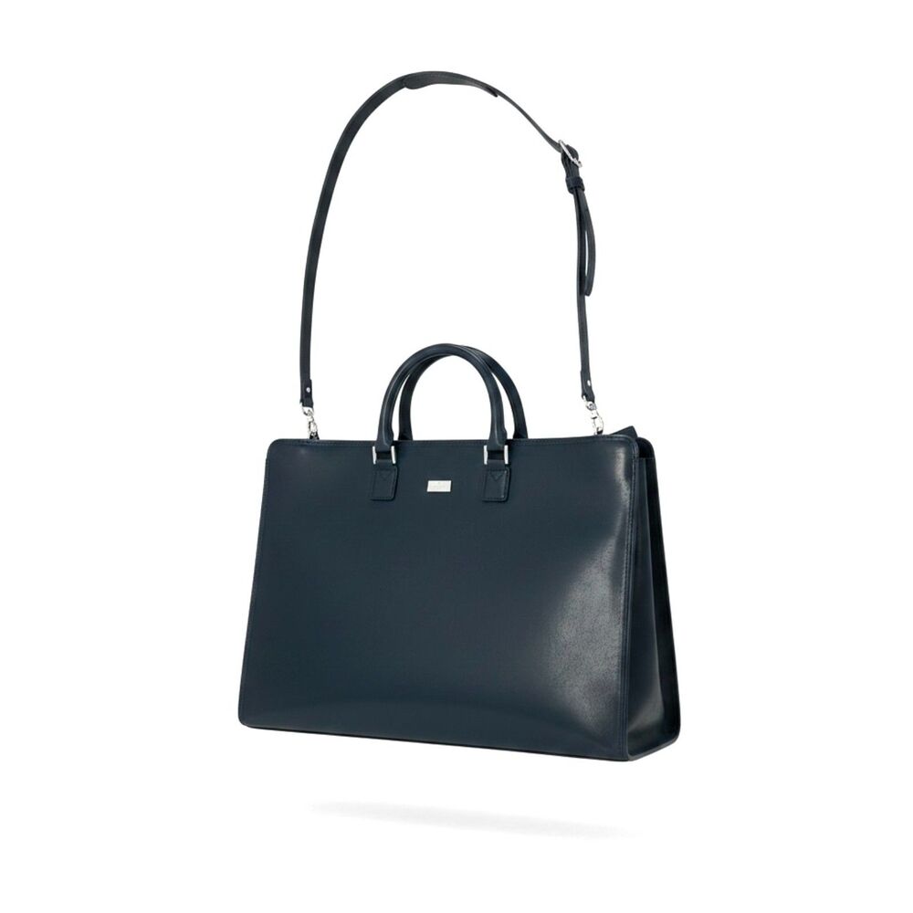 LANVIN COLLECTION Leather Business Bag w Three-Way Zip in Black Leather